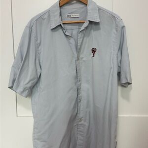 Zara Men's Gray Casual Button Down Shirt